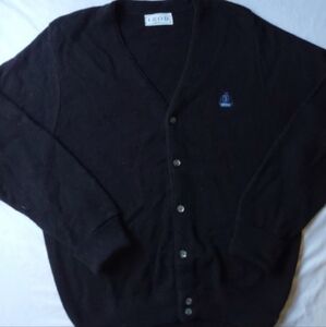 IZOD Men's Black Cardigan Sweater Casual Streetwear Eclectic Grandpa Blokecore